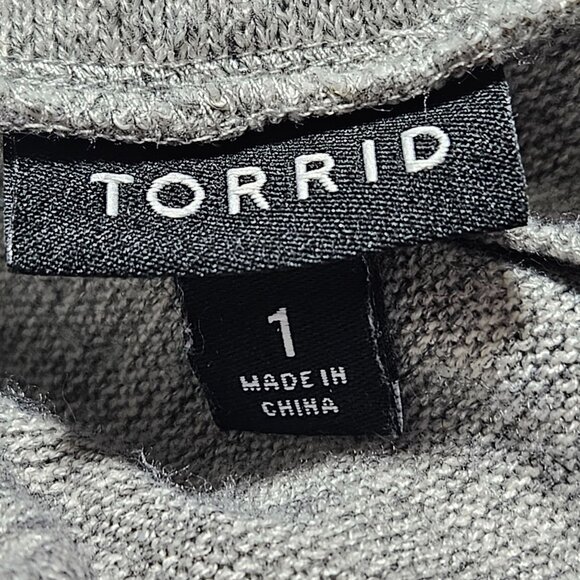 Torrid Heather Gray Trapeze Dress Womens Size 1X Hacci Knit Short Sleeve V-Neck - Picture 4 of 5